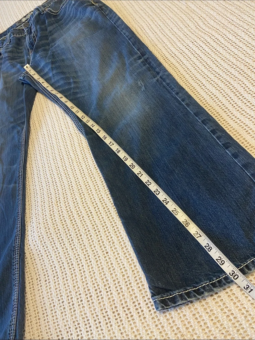 BKE Tyler Boot Jeans Mid Rise Blue Denim Western Cowboy Size 34 x 30”